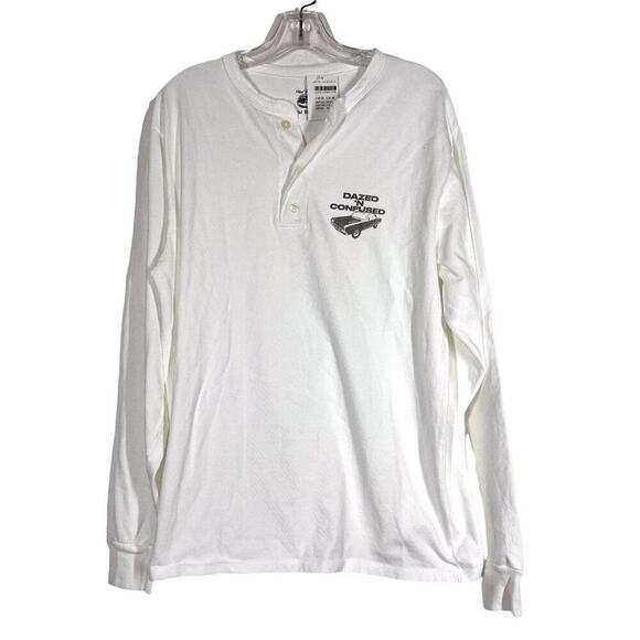 Vintage Henley Shirt Yellow Rat Bastard White Italy Long Sleeve Tee - Picture 1 of 8